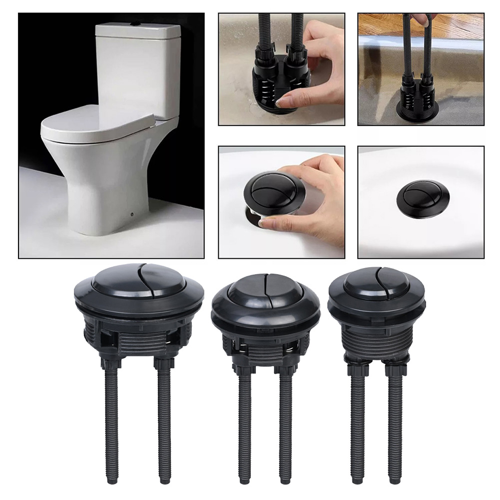 Toilet Flush Valve - Siyah tuvalet sifon düğmesi 38mm çift